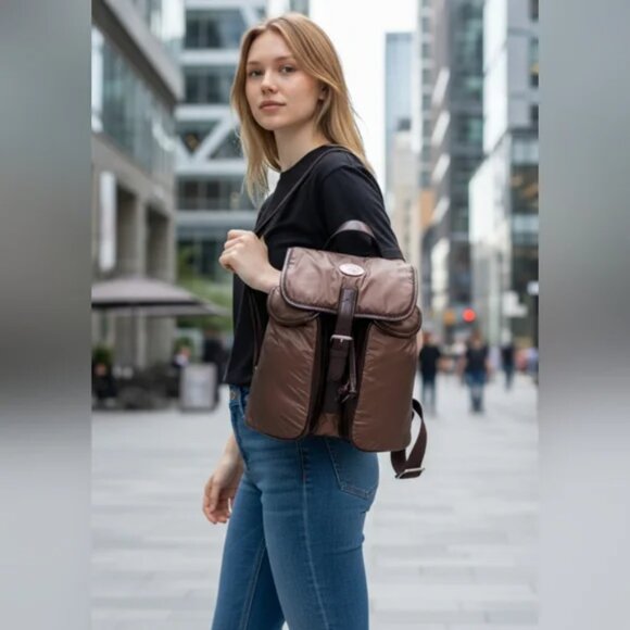 Vintage Hunting World Nylon w/Leather Trim Backpack Chocolate Brown w/COA - Picture 3 of 11